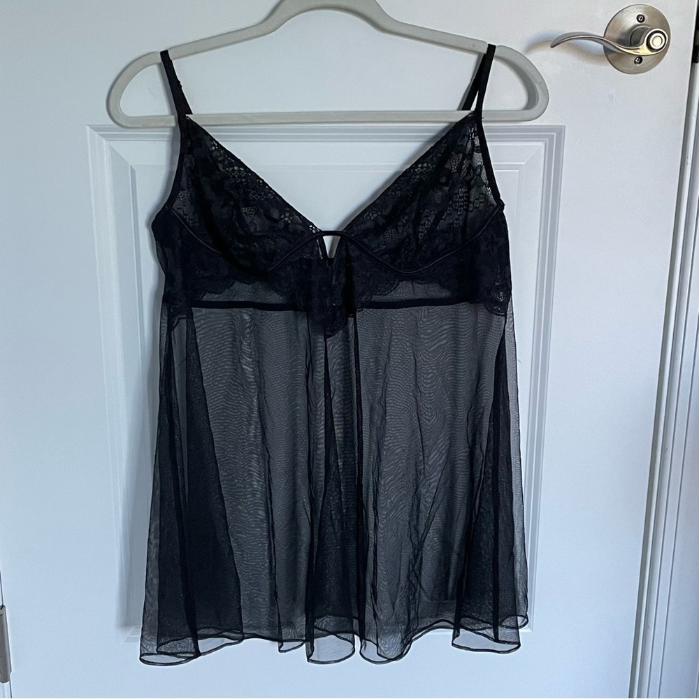 New! Victoria’s Secret Black Lace Sheer Lingerie Slip Dress XL  - 47402
